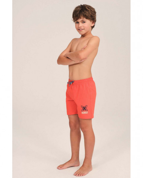 Bañador para niño en coral con logo Munich