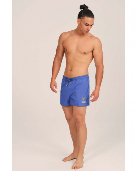 Bañador para hombre en azul y logo bordado
