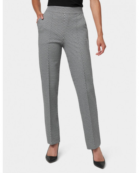 Pantalón mujer color gris con estampado geométrico y corte relajado Pantalón mujer color gris con estampado geométrico y corte relajado