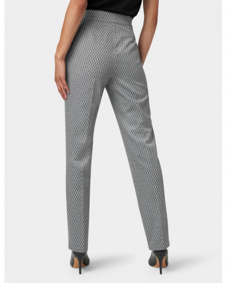 Pantalón mujer color gris con estampado geométrico y corte relajado Pantalón mujer color gris con estampado geométrico y corte relajado