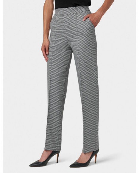 Pantalón mujer color gris con estampado geométrico y corte relajado Pantalón mujer color gris con estampado geométrico y corte relajado