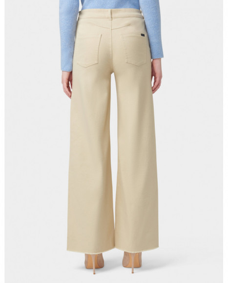 Pantalón mujer denim color beige bajo deshilachado, para un look cómodo Pantalón mujer denim color beige bajo deshilachado, para un look cómodo