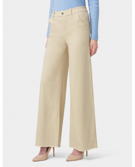 Pantalón mujer denim color beige bajo deshilachado, para un look cómodo Pantalón mujer denim color beige bajo deshilachado, para un look cómodo