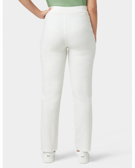 Pantalón mujer color blanco tejido lino y ajuste relajado