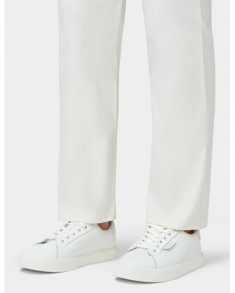Pantalón mujer color blanco tejido lino y ajuste relajado