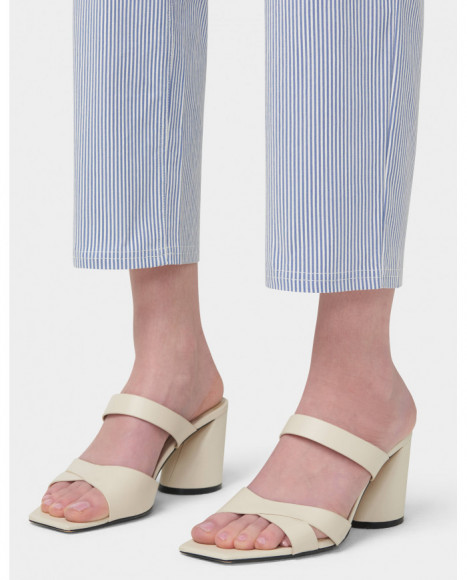Pantalón mujer estampado de rayas color azul y corte cigarette