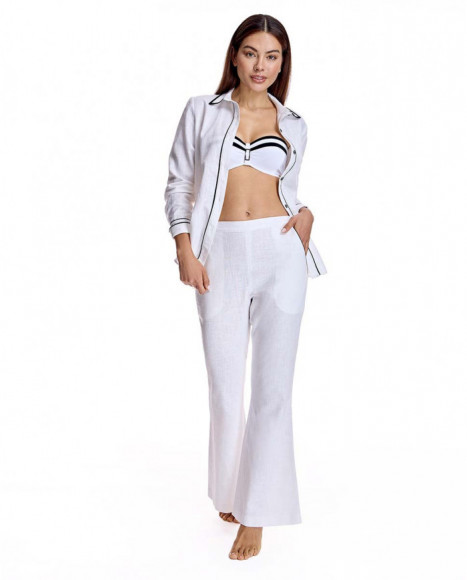 Pantalón largo para mujer en blanco Pantalón largo para mujer en blanco
