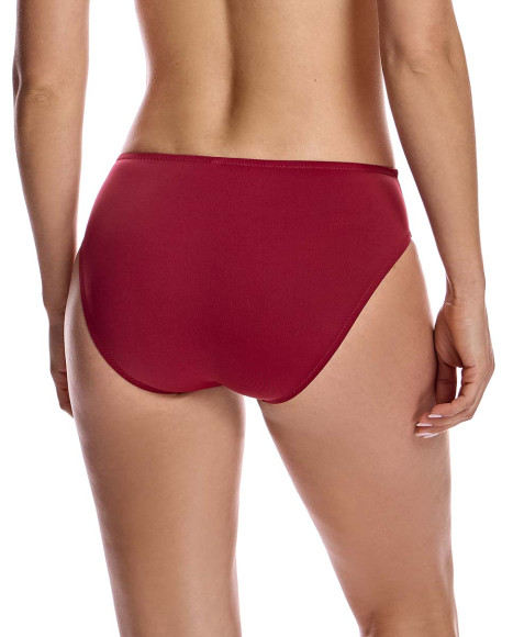 Braga de bikini para mujer costado más alto en color burdeos