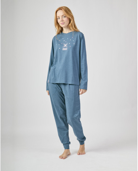 Pijama de mujer en azul con estampado de estrellas Munich