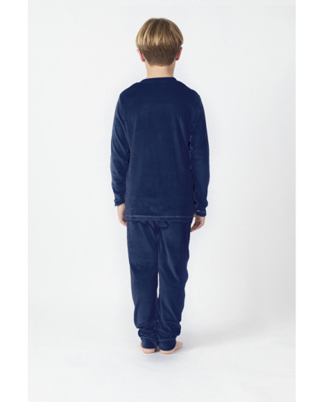 Pijama de niño en azul marino de manga larga con logotipo Munich Pijama de niño en azul marino de manga larga con logotipo Munich