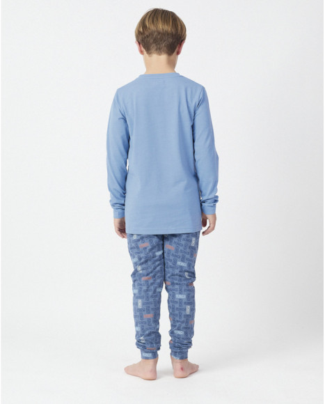 Pijama de invierno para niño en azul con estampado geométrico Pijama de invierno para niño en azul con estampado geométrico