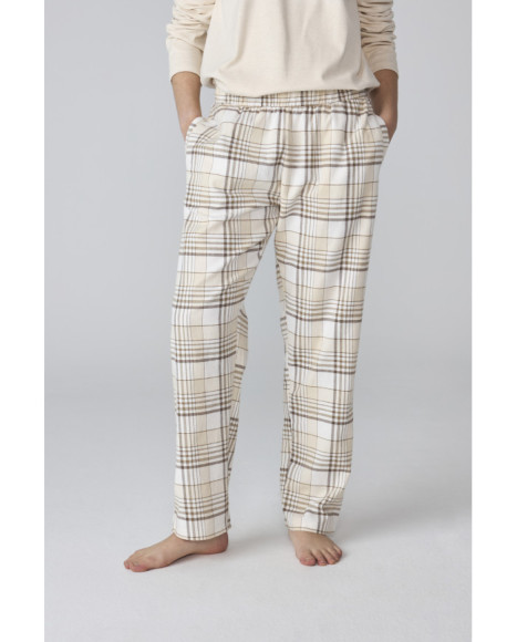 Pijama mujer con pantalón de cuadros y camiseta abotonada