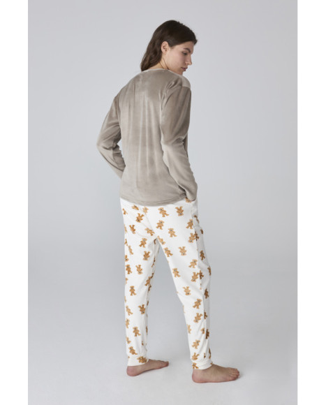 Pijama largo de mujer con estampado de ositos