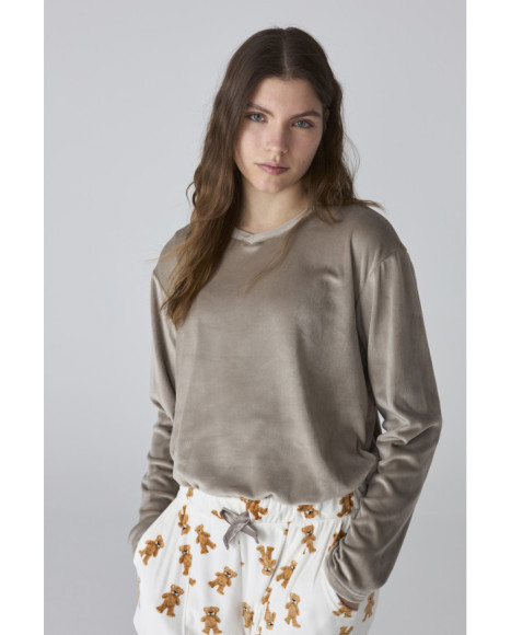 Pijama largo de mujer con estampado de ositos