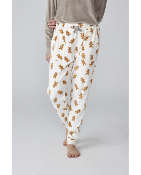 Pijama largo de mujer con estampado de ositos