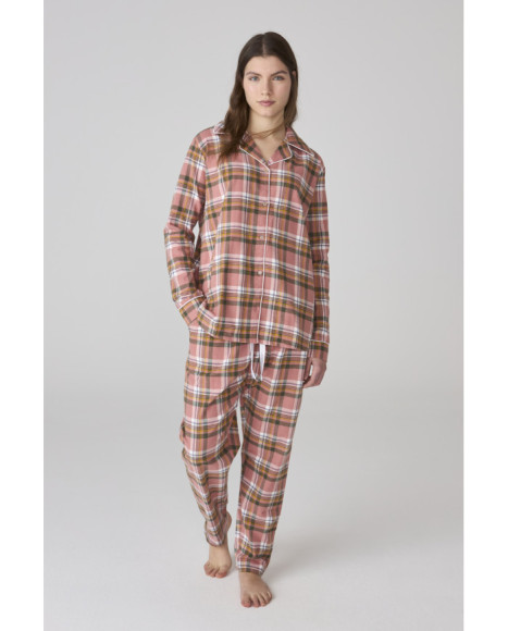 Conjunto de pijama para mujer en rosa con estampado de cuadros