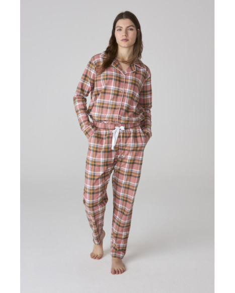 Conjunto de pijama para mujer en rosa con estampado de cuadros