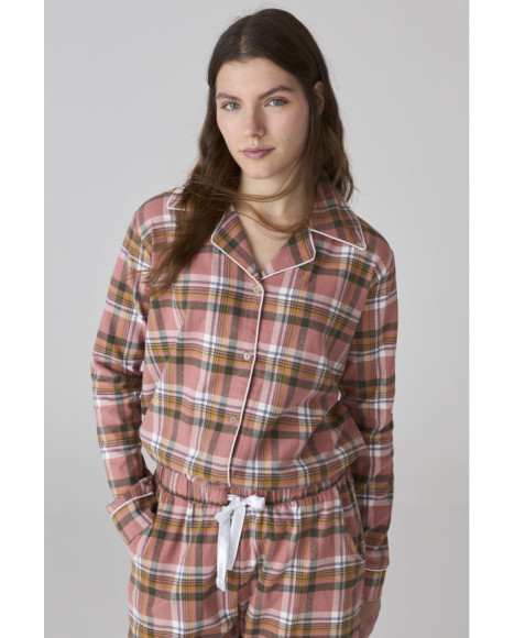 Conjunto de pijama para mujer en rosa con estampado de cuadros