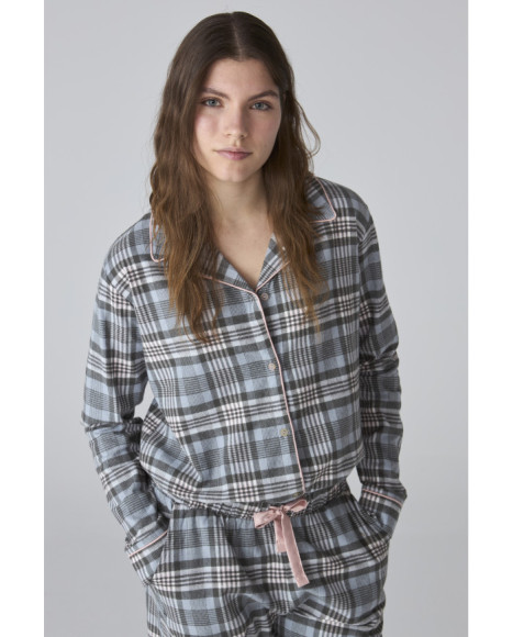 Pijama de mujer de franela con estampado de cuadros