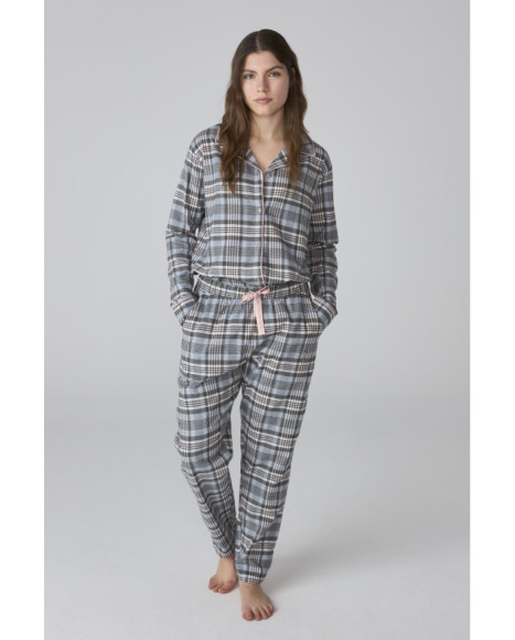 Pijama de mujer de franela con estampado de cuadros