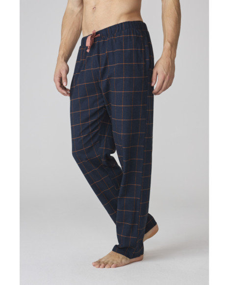 Pijama largo para hombre con camiseta coral y pantalón a cuadros