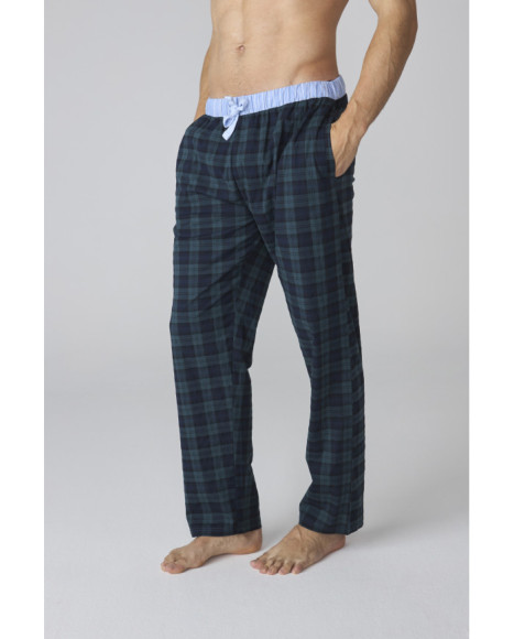 Set de pijama para hombre de cuadros marinos con vivos en contraste