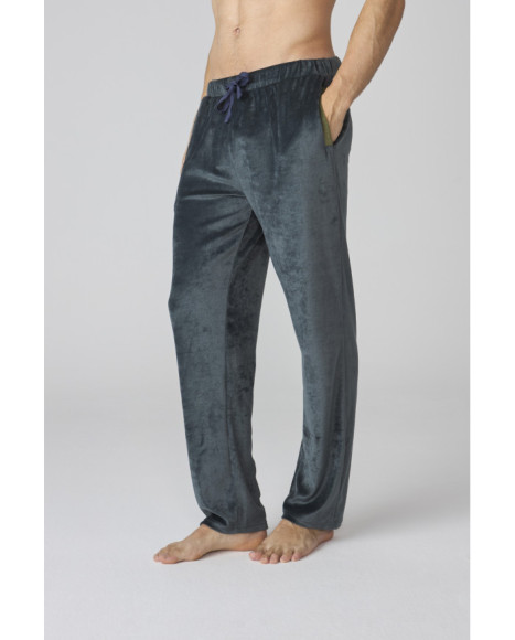 Conjunto de pijama para hombre en terciopelo verde y azul marino