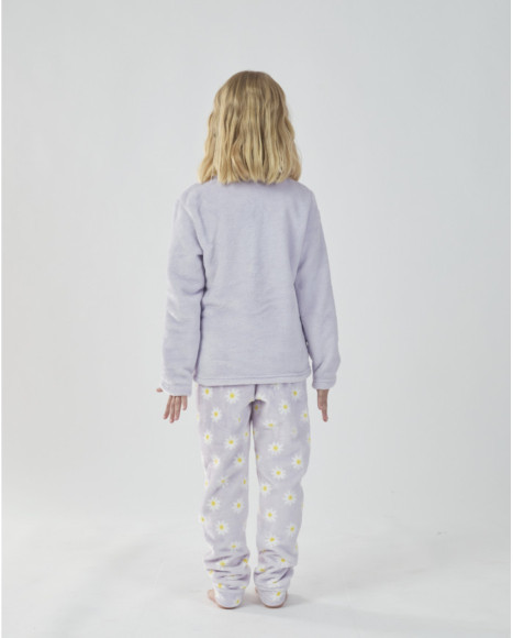 Pijama de invierno para niña en lavanda con estampado de Snoopy y margaritas