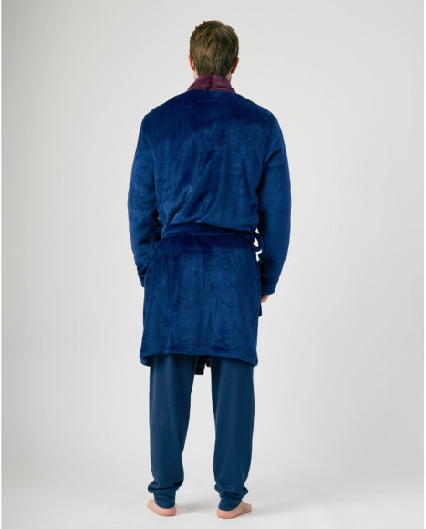 Bata de invierno para hombre en azul y morado afelpado