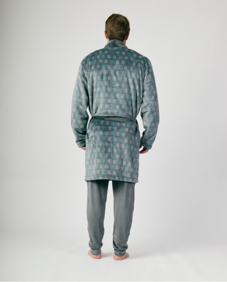 Bata de invierno para hombre en verde con estampado geométrico