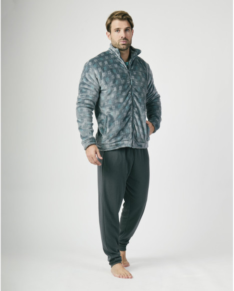 Chaqueta de invierno para hombre en verde con estampado geométrico