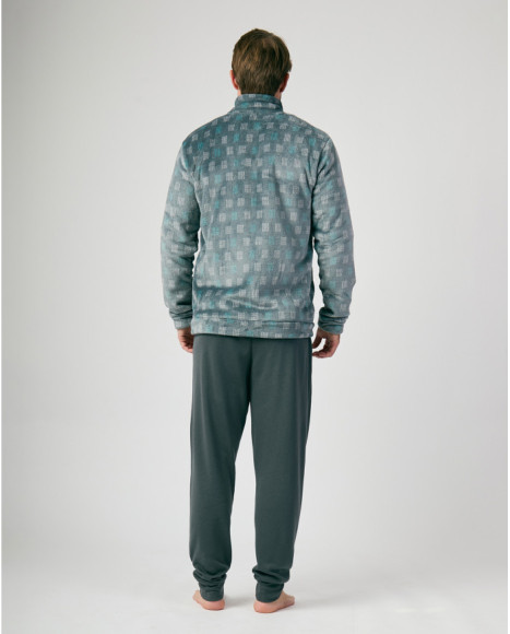 Chaqueta de invierno para hombre en verde con estampado geométrico