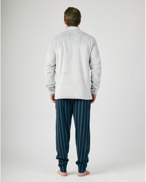 Chaqueta de casa para hombre en tejido borreguillo gris