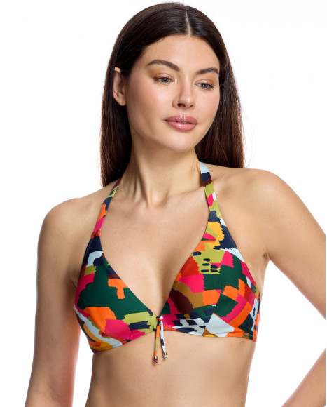 Top de bikini de mujer con cortina regulable y lazada central