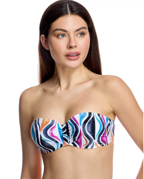 Top de bikini de mujer con escote palabra de honor y copas preformadas