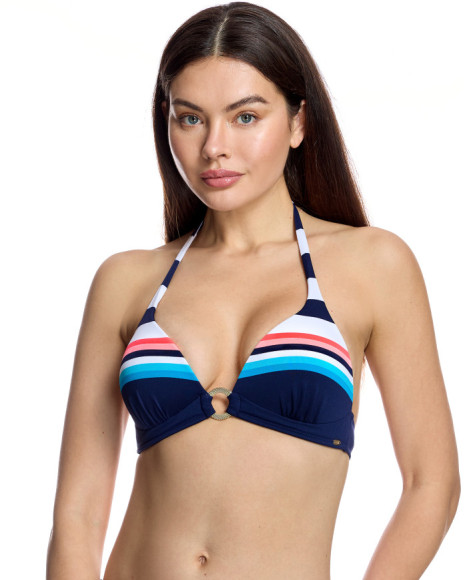 Top de bikini de mujer con copas preformadas y anilla decorativa