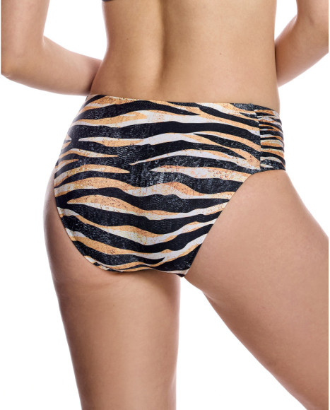 Braguita de bikini de mujer con laterales fruncidos y talle medio