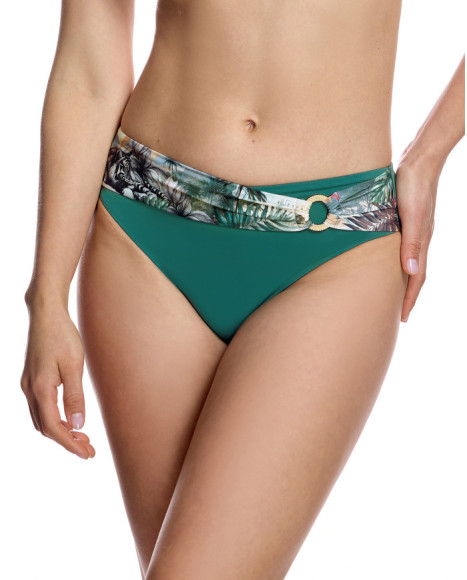 Braguita de bikini de mujer con cinturilla estampada y detalle de anilla dorado