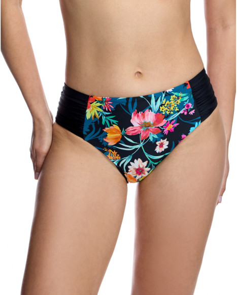 Braga de bikini de mujer con paneles laterales fruncidos y estampado floral