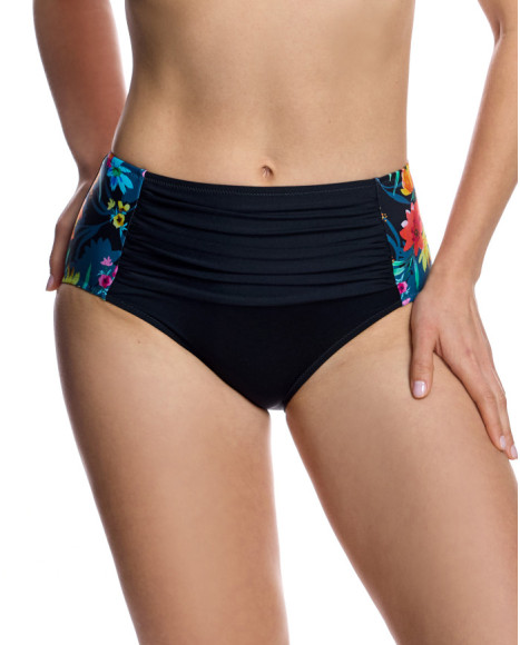 Braga de bikini de mujer con panel frontal drapeado y costados estampados