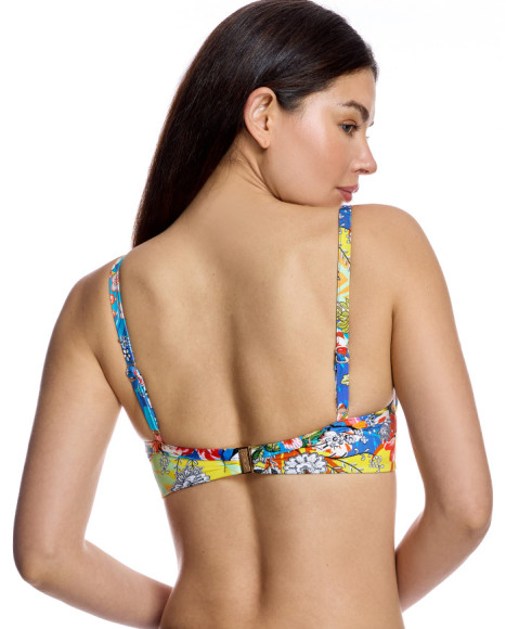 Top de bikini de mujer con copas preformadas y detalle de lazo central