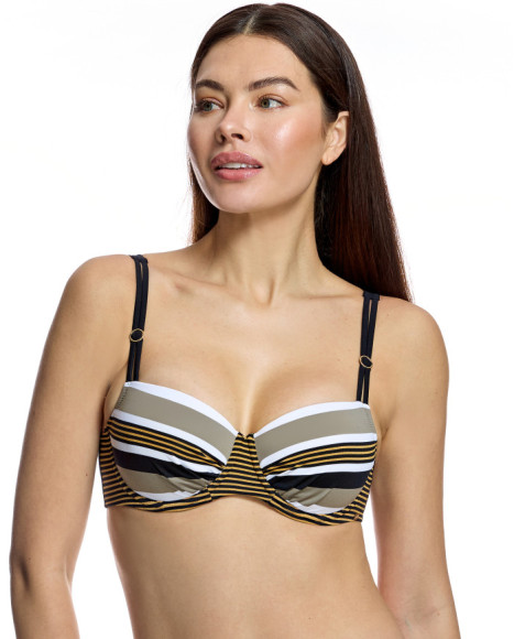 Top de bikini de mujer con aros y tirantes dobles regulables