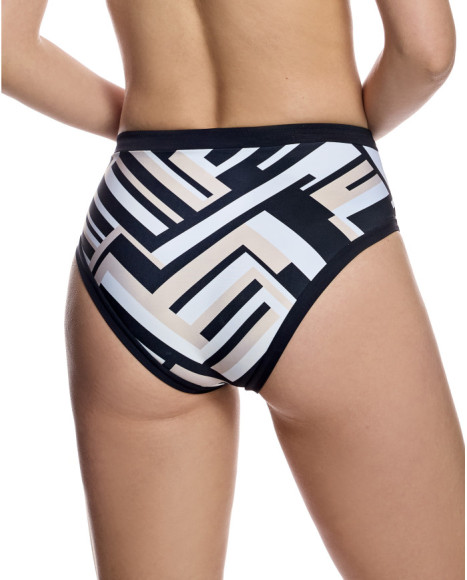 Braguita de bikini de mujer con talle alto y cinturilla en contraste