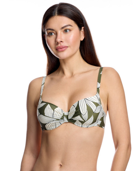 Top de bikini de mujer con aros y efecto drapeado