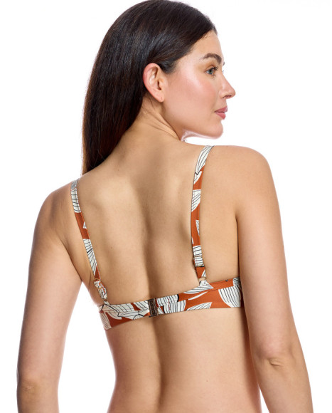 Top de bikini de mujer con aros y efecto drapeado