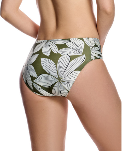 Braguita de bikini de mujer con laterales fruncidos y diseño floral