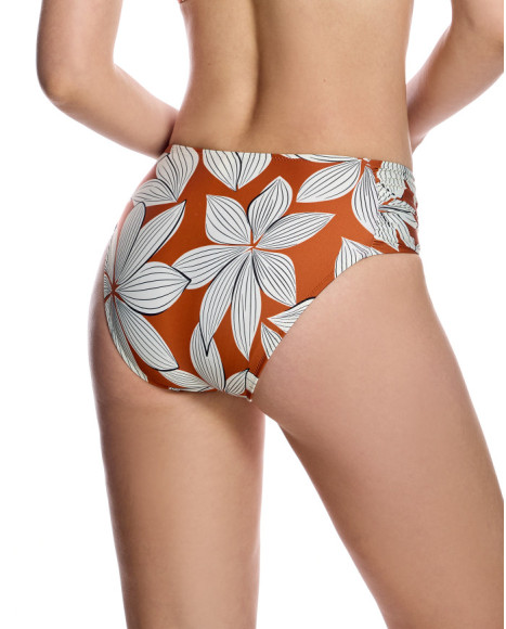 Braguita de bikini de mujer con laterales fruncidos y diseño floral