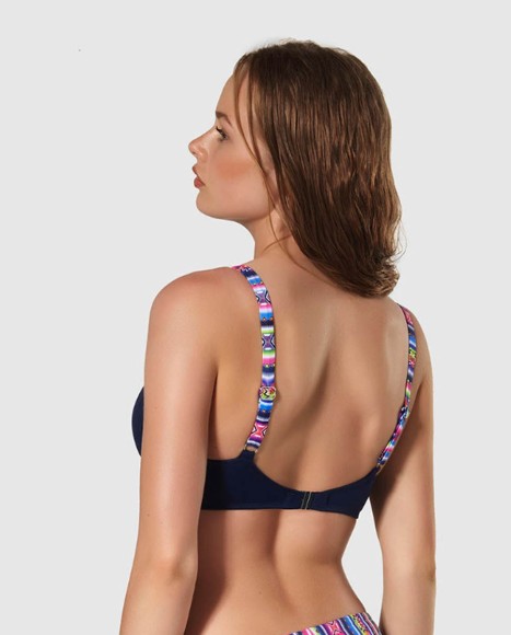 Top bikini capacidad escotado reforzado en espalda y bajo pecho Medianoche