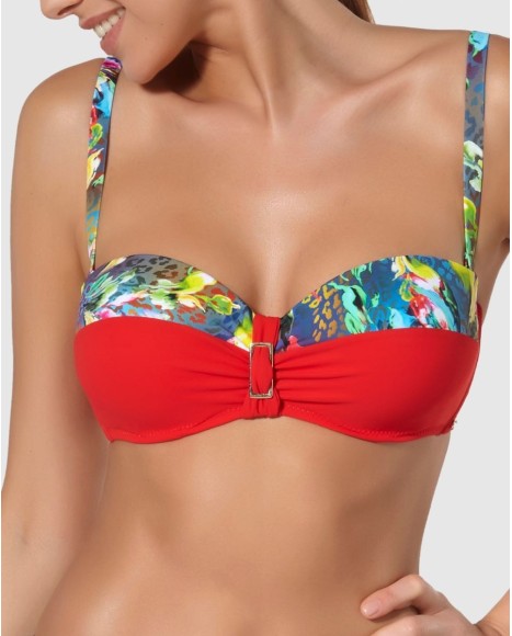 Top bikini corte strapless con copa y aro Salonica