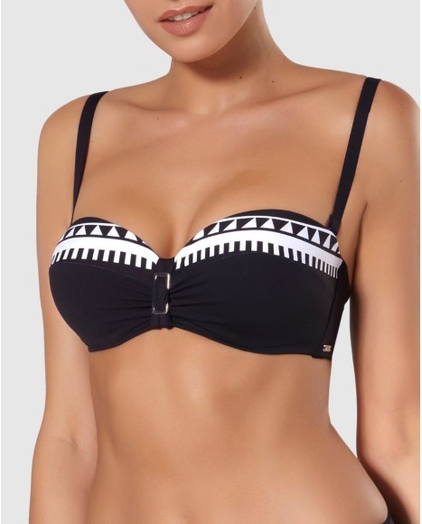 Top bikini corte strapless con copa y aro Rodas
